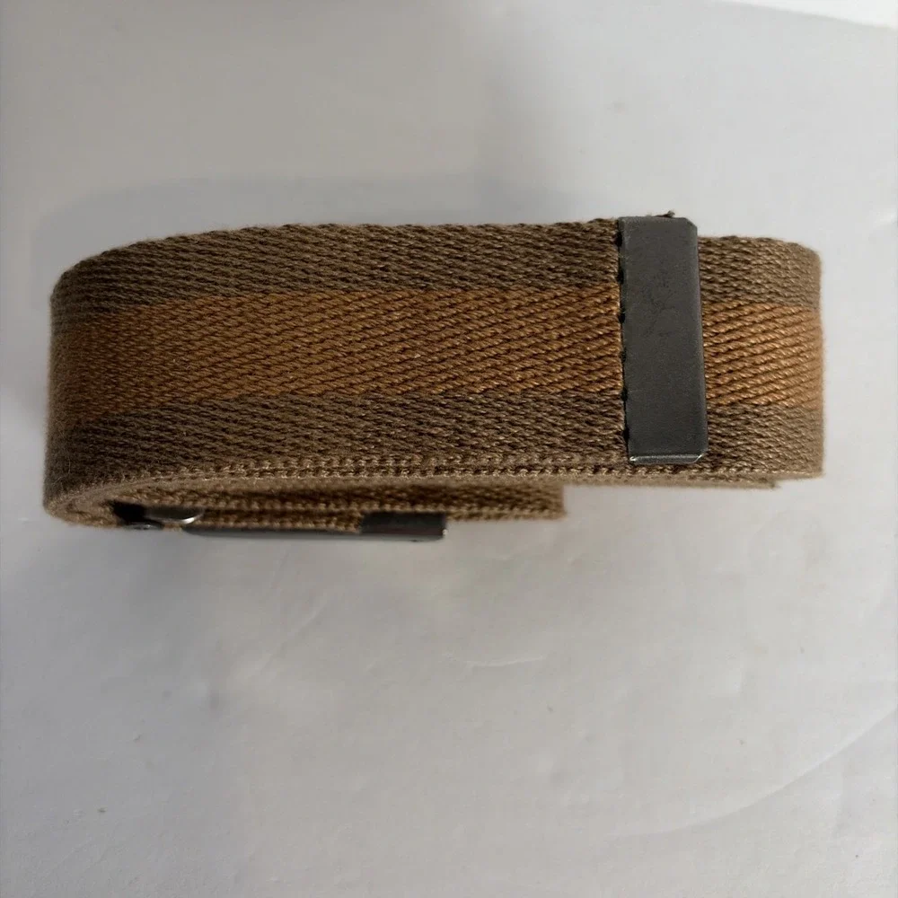 Ecko Unltd Clasp Belt Size 40 Brown Beige Stripe